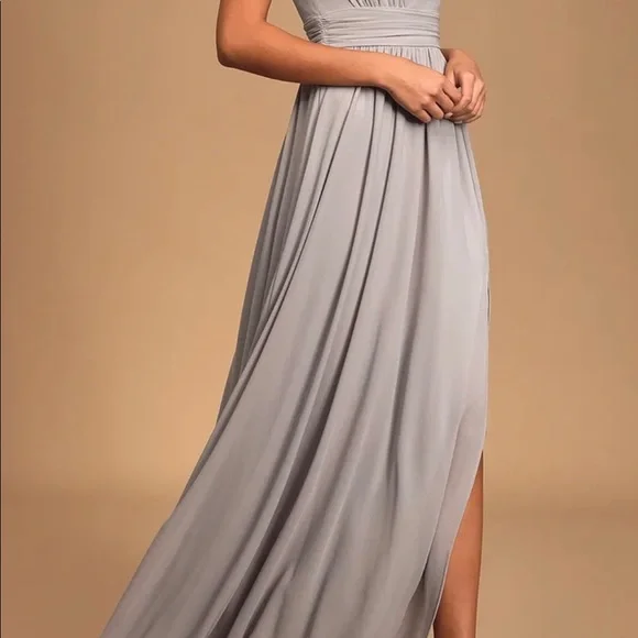 Lulus Grey Maxi Bridesmaid Prom Dress - Picture 4 of 7
